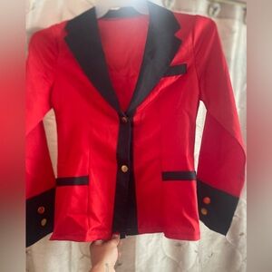 Red and black suit